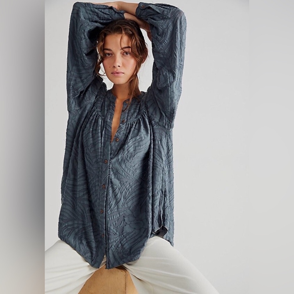 Free People Can’t Stop Dreaming Boho Whimsical Button Down Blouse size medium